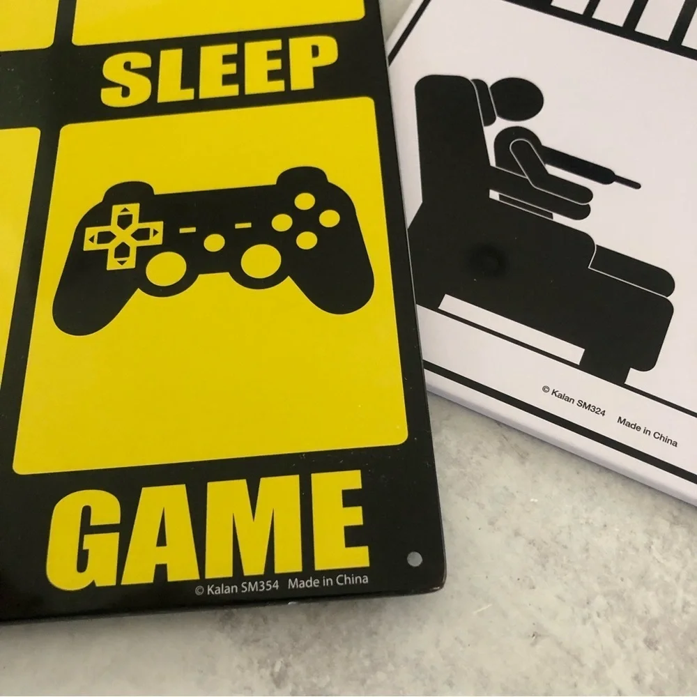 Gamer Graphic Tin Signs Decor 2 pc Bundle for College Dorm, Teen Room, Man Cave